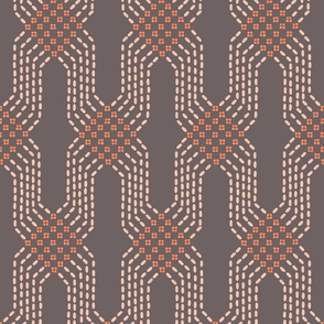 crossing stitch paths warm minimalism block print stitch fawn gray neutral 6IN