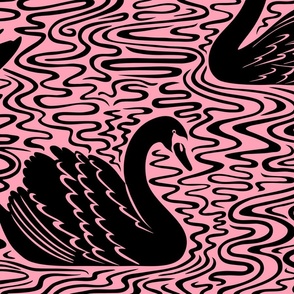 Swan Lake - black on sugar pink, Large Scale by Cecca Designs