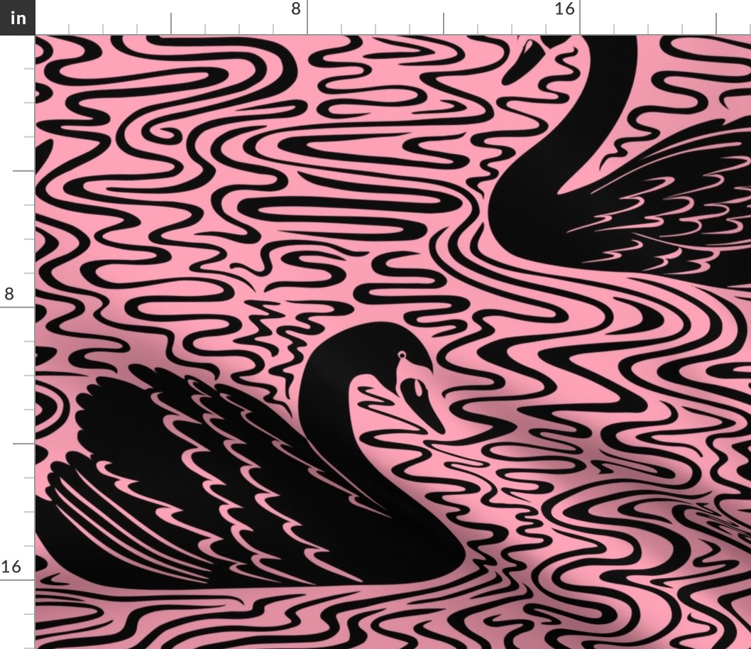Swan Lake - black on sugar pink, Large Scale by Cecca Designs