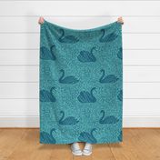 Swan Lake - teal on aqua turquoise blue - Large Scale by Cecca Designs