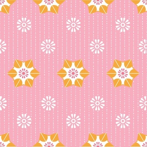 Pink and Gold Snowflake Stripe