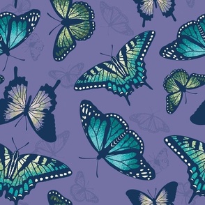 Kaleidoscope of Butterflies on Purple