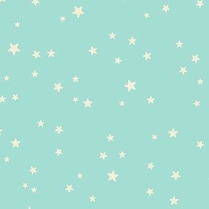 Large-Baby Neutral-Cream Stars on Teal