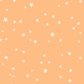 Large-Baby Neutral-Cream Stars on Orange
