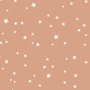 Large-Baby Neutral-Cream Stars on Terracotta 