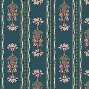 Earthy Ikat in teal blue & pink small