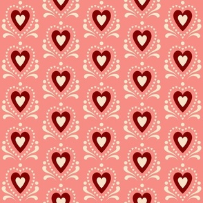 Red and white layered heart Pattern 