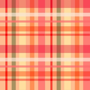 Plaid Multi Colored Pink Orange Yellow Green Large Scale