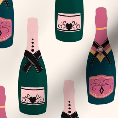 Pink champagne bottles