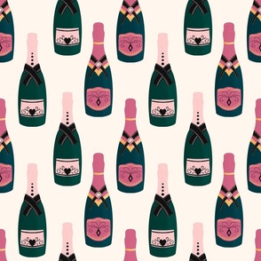 Pink champagne bottles