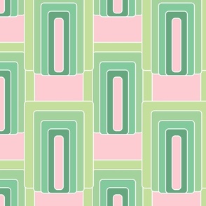 Art Deco arches - pink and green