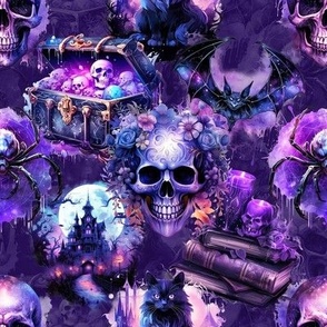 Purple Skull Treasure Chest Castle