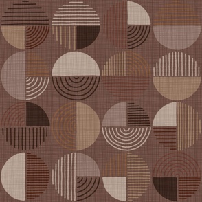 Geometric Circles - Warm Minimalism - Dark Dusty Rose Multi Color (Large)