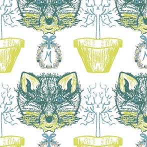 garden fox- teal and apple green