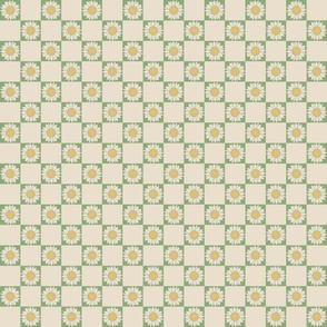 Green Aesthetic Checkered Sunflower Y2K Pattern
