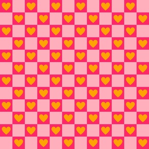 Pink Red Yellow Heart Love Checkered Y2K Pattern