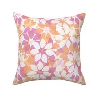 Raspberry Pink and Tangerine Painterly Floral Dazzle