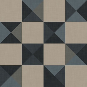 Patchwork Bedding Monochromatic Checker Board Black and Tan Tile Print Wallpaper Medium Scale Geometric Shapes