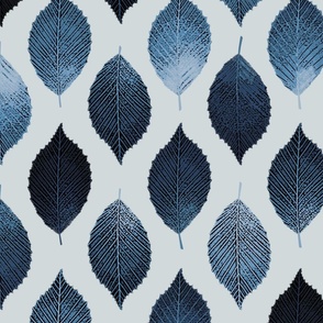 Elm Leaf Pattern in Blue and White