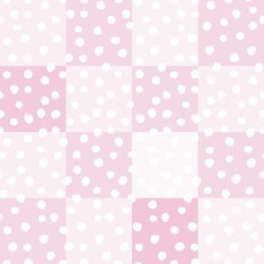 Baby Pink Squares with White Dots