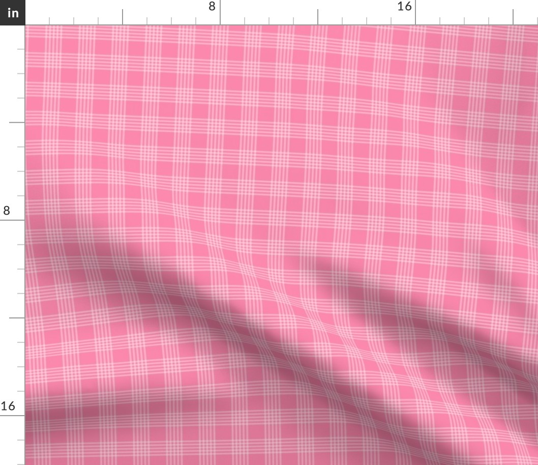 Small scale / Pastel plaid 5 thin lines on retro pink / Cool light pale baby rose candy and soft gingham checks / simple classic plain vichy caro stripes / 60s 70s modern girly fun summer blender