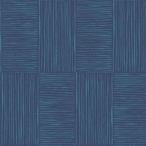 521 - Small scale turquoise and navy blue scratchy organic textured hand drawn minimalist rectangular checkerboard - for kids apparel, quilt backing, wallpaper, table cloths, curtains, duvet covers and sheet sets.