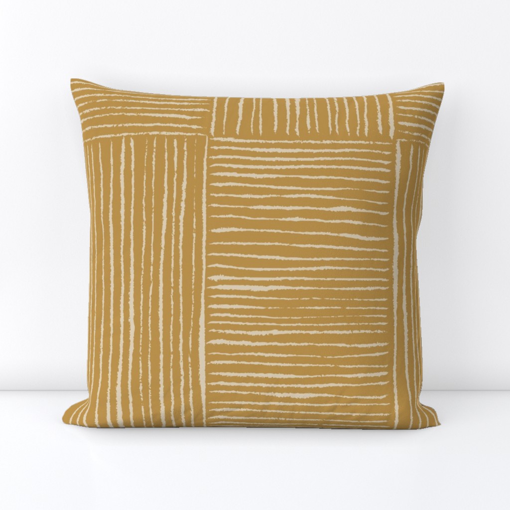 521 - $ Large scale ochre mustard yellow scratchy organic textured hand drawn minimalist rectangular checkerboard - for wallpaper, table cloths, curtains, duvet covers and sheet sets.
