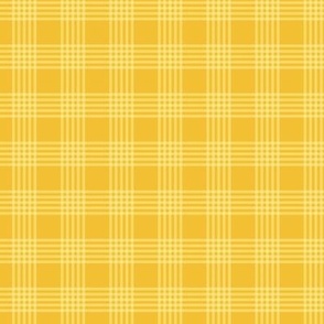 Small scale / Pastel plaid 5 thin lines on retro yellow / Warm light pale lemon gingham checks and fresh rich goldenrod / simple classic plain vichy caro stripes / 60s 70s modern fun summer blender