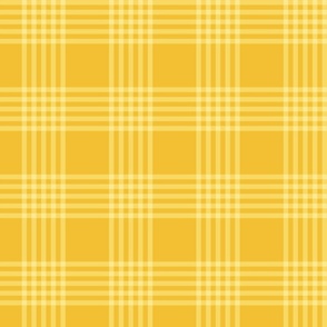 Large scale / Pastel plaid 5 thin lines on retro yellow / Warm light pale lemon gingham checks and fresh rich goldenrod / simple classic plain vichy caro stripes / 60s 70s modern fun summer blender