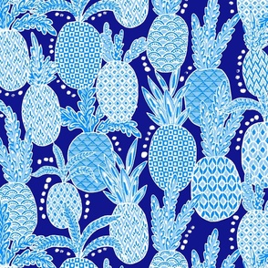 Ananas-Blue Tonal-Large Scale