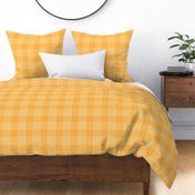 Large scale / Pastel plaid 5 thin lines on bright yellow / Warm light pale lemon and rich vintage goldenrod gingham checks / simple classic vichy caro stripes / 60s 70s modern fun happy summer blender