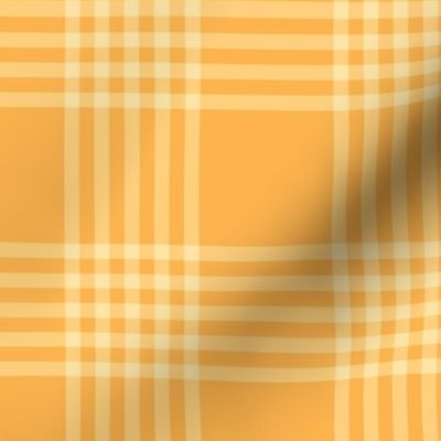 Large scale / Pastel plaid 5 thin lines on bright yellow / Warm light pale lemon and rich vintage goldenrod gingham checks / simple classic vichy caro stripes / 60s 70s modern fun happy summer blender