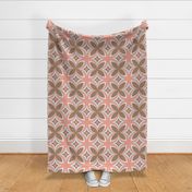 C002 - large scale warm soft peach and donkey brown Retro Geometric Stars