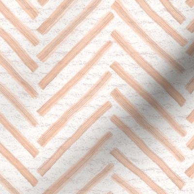 Hand drawn watercolor herringbone pattern – painted geometric brush strokes on a warm cream watercolour paper texture. Beige and ecru with peach fuzz and apricot orange.