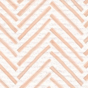 Hand drawn watercolor herringbone pattern – painted geometric brush strokes on a warm cream watercolour paper texture. Beige and ecru with peach fuzz and apricot orange.