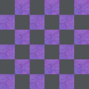 Modern Textured Purple and Green Checkerboard - Large Scale 3 Inch Squares