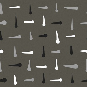 Modern Minimalist Abstract Brush Strokes - Black, Gray, White on Dark Gray - Jumbo