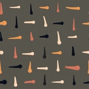Modern Minimalist Abstract Brush Strokes - Orange on Dark Gray - Large