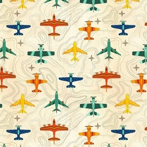 Vintage Airplanes and Cartography - Small Scale