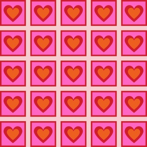 Pink Retro Vintage Checkered Heart Y2K Pattern 