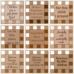 Gingham Children's Bible Verse Quilt neutral brown tan