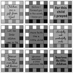 Gingham Children's Bible Verse Quilt neutral black gray