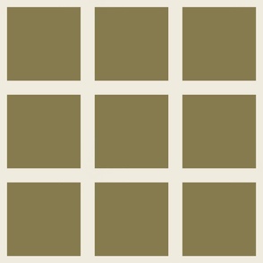 Window pane simple square check tiled wallpaper in khaki green  off white for modern retro aesthetics