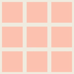 Window pane simple square check tiled wallpaper in off white and blush pink coral for modern retro aesthetics