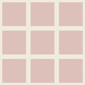 Window pane simple square check tiled wallpaper in beige pink rose terracotta off white for modern retro aesthetics