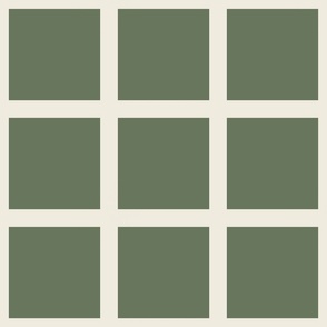 Window pane simple square check tiled wallpaper in grass olive green off white for modern retro aesthetics