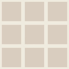 Window pane simple square check tiled wallpaper in beige taupe off white for modern retro aesthetics
