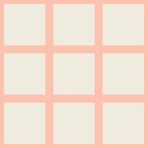 Window pane simple square check tiled wallpaper in beige pink off white for modern retro aesthetics