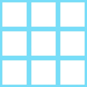 Window pane simple square check tiled wallpaper in bright sky blue and white for modern retro aesthetics