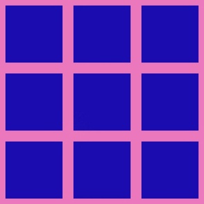 Window pane simple square check tiled wallpaper in bright pink and cobalt for modern retro aesthetics